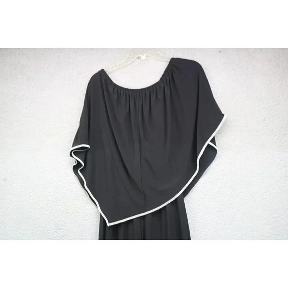 MSK Black Rhinestone Cape Off the Shoulders Jumpsuit-Wide Leg-Size Small-Evening - Picture 9 of 10
